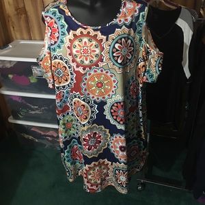 Cute & Colorful cold shoulder dress